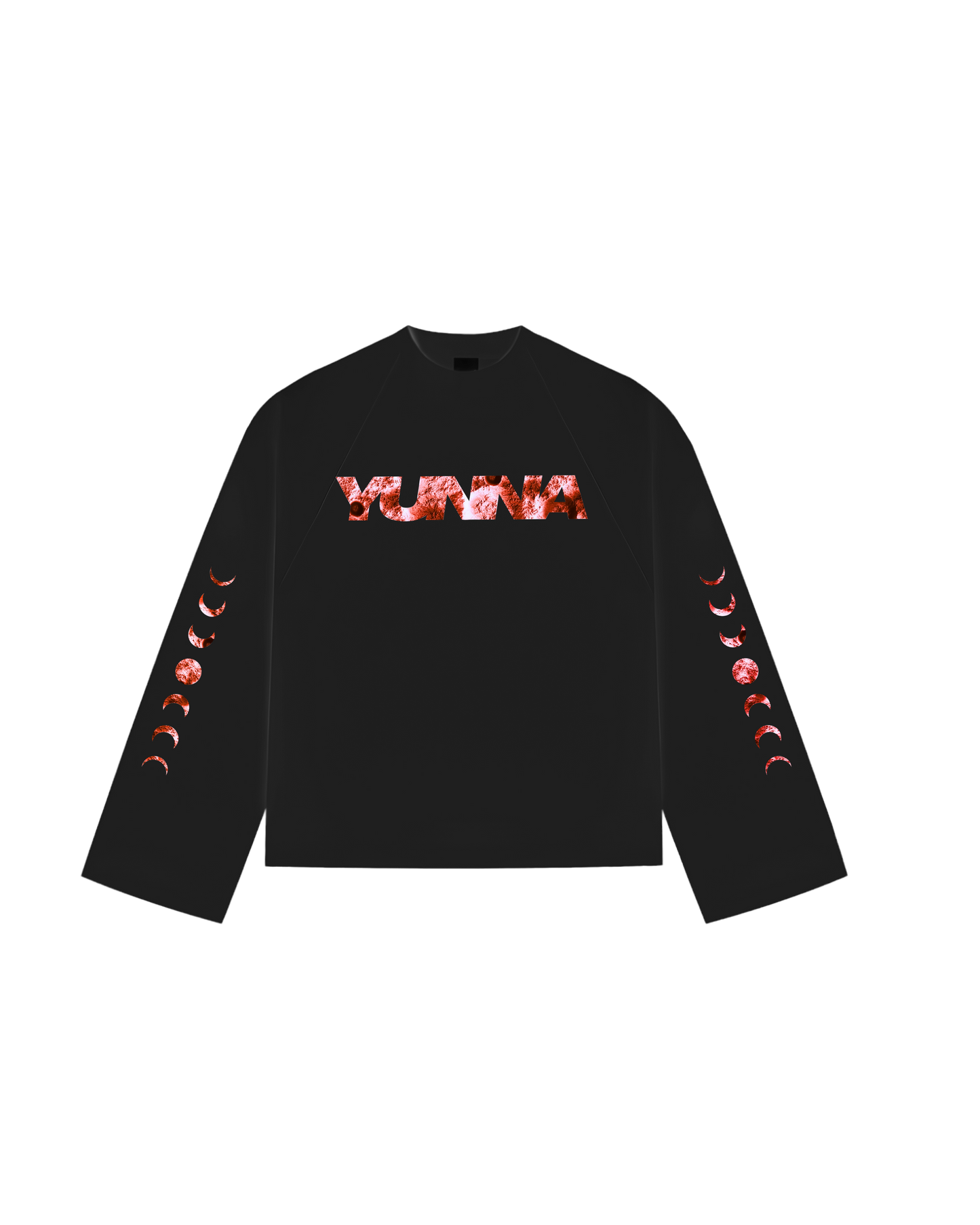 Red Lunar Cycle Black T-shirt