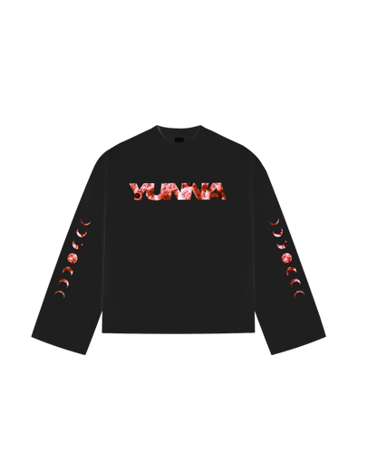 Red Lunar Cycle Black T-shirt