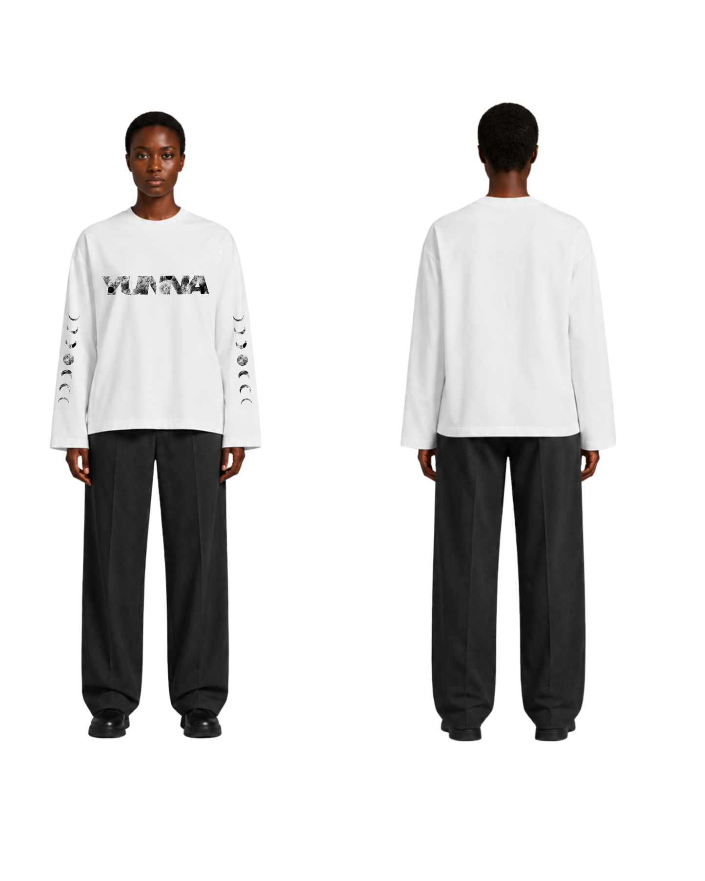 Grey lunar cycle White Longsleeve