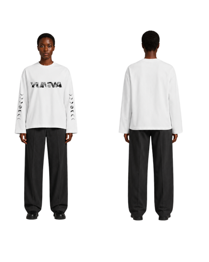 Grey lunar cycle White Longsleeve